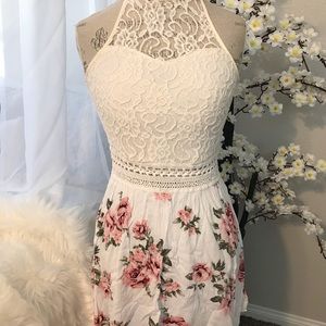 White Floral Lacey Mini Dress
